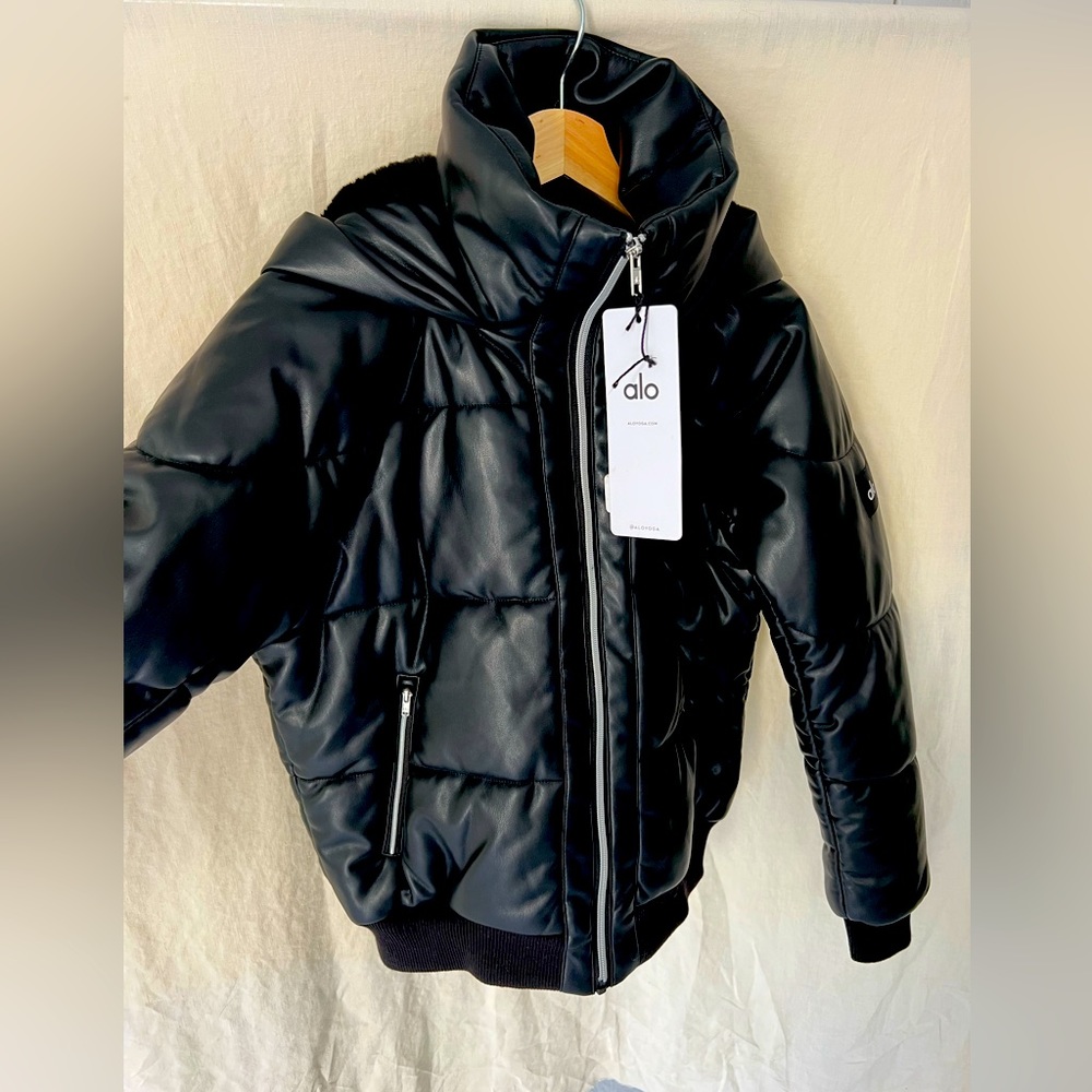 Alo Faux Leather Boss Puffer in Black — New with tags!